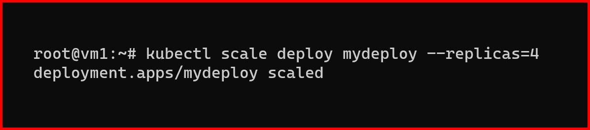 Picture showing the output of kubectl scale deploy command in docker